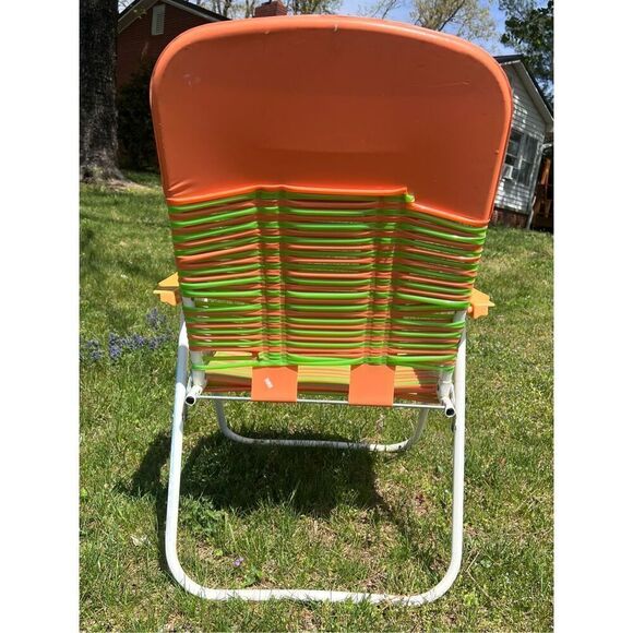 Vintage 1970s Jelly PVC Folding Lawn Chair Mod MCM Retro Lawn Beach Chair - Picture 7 of 11